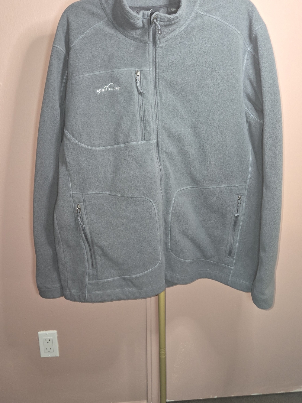 Eddie Bauer Men's Light Gray Full-Zip Fleece Jacket